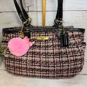 Coach Black and Pink Tweed Shoulder Bag